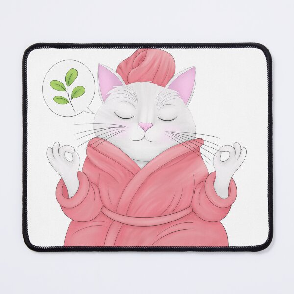 Item preview, Meditating Spa Cat – Peaceful Kitty in Pink designed and sold by artby-tania.