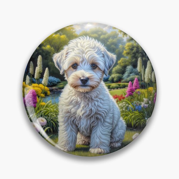Item preview, Nash White Schnoodle Puppy Portrait Painting designed and sold by Heart and Soul Studio.