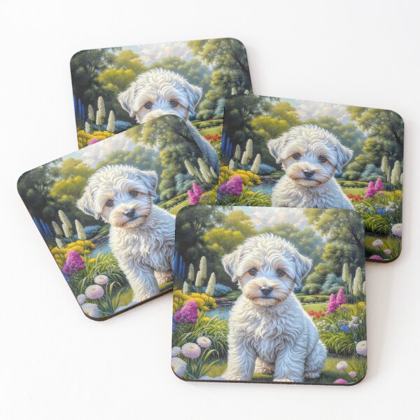 Item preview, Nash White Schnoodle Puppy Portrait Painting designed and sold by Heart and Soul Studio.