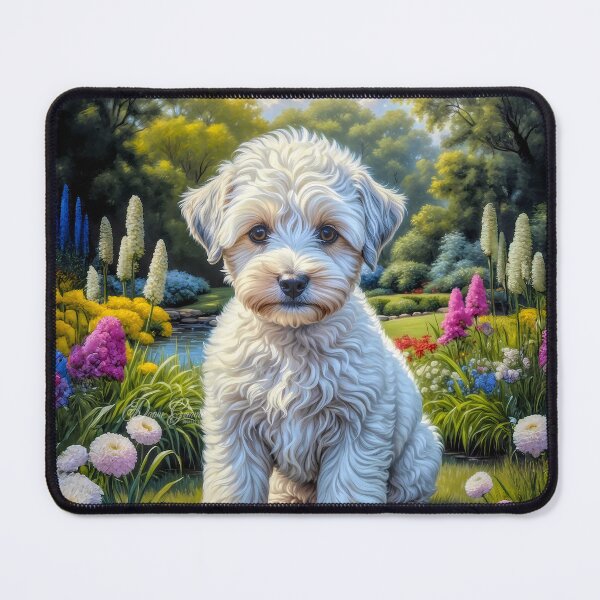 Item preview, Nash White Schnoodle Puppy Portrait Painting designed and sold by Heart and Soul Studio.