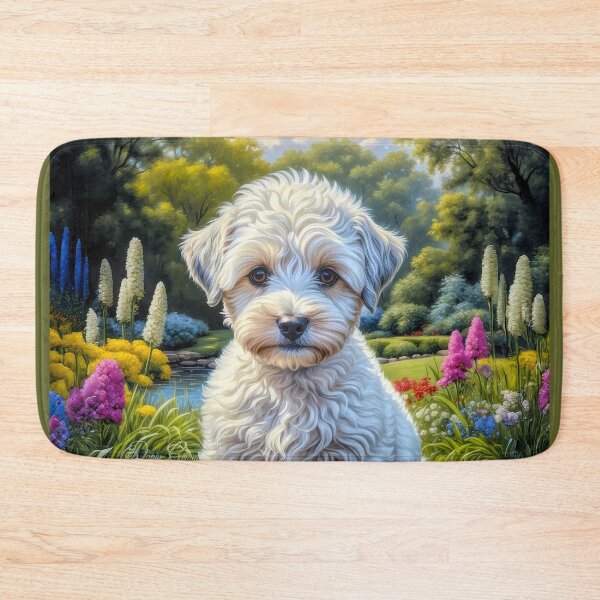 Item preview, Nash White Schnoodle Puppy Portrait Painting designed and sold by Heart and Soul Studio.