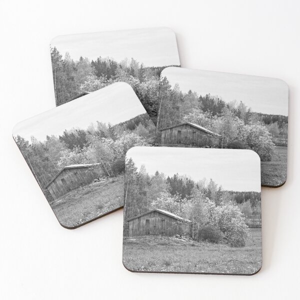 Item preview, Barn and the bird cherry trees. Parkkuu 2025 bw designed and sold by Jouko Lehto Photography.