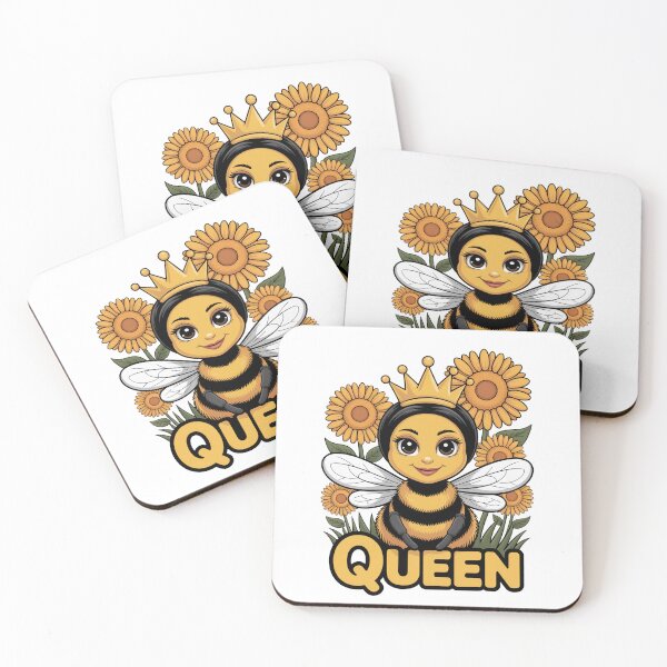 Item preview, Queen Bee Cute Cartoon with Sunflowers designed and sold by MonkiFlipp.