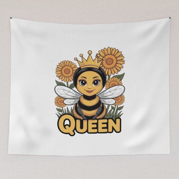 Item preview, Queen Bee Cute Cartoon with Sunflowers designed and sold by MonkiFlipp.
