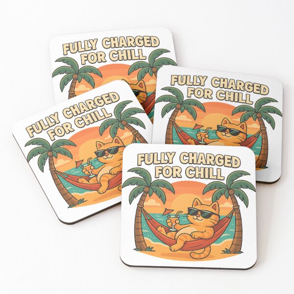 Item preview, Fully Charged for Chill - Cool Cat Vacation Vibes designed and sold by Nu25Kri.