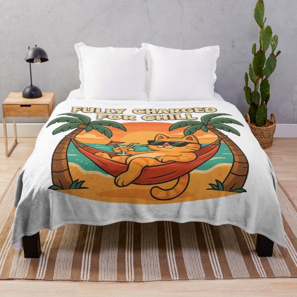 Item preview, Fully Charged for Chill - Cool Cat Vacation Vibes designed and sold by Nu25Kri.