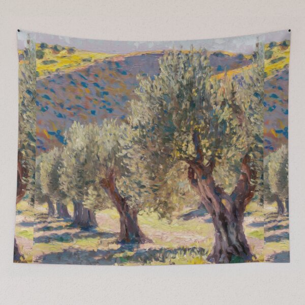 Item preview, Olive Grove in Provence | Realistic French Landscape Oil Painting designed and sold by CARRAANN.
