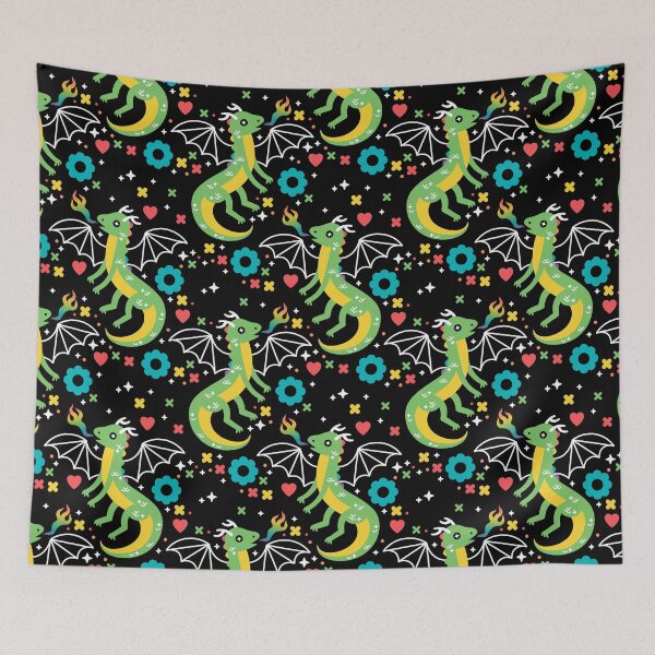 Item preview, Cute Rainbow Fire-Breathing Dragons Pattern – Whimsical Fantasy Design designed and sold by musingtreeart.