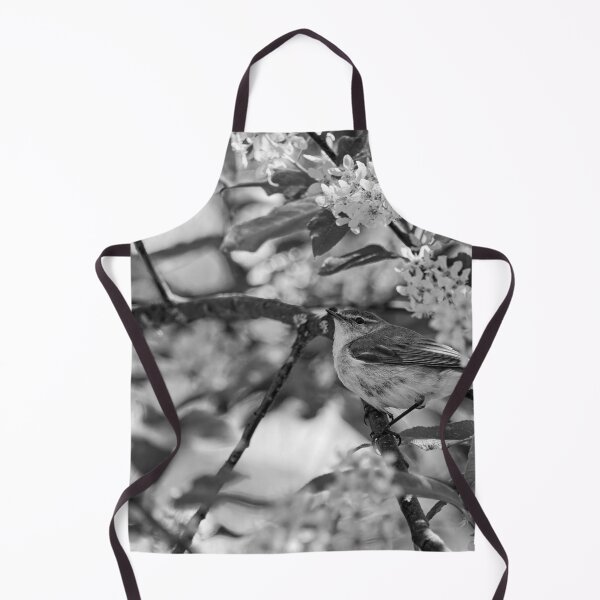 Item preview, All those flowers. Willow Warbler in Bird Cherry tree bw designed and sold by Jouko Lehto Photography.