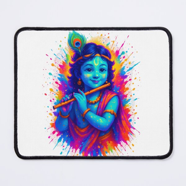 Item preview, Colorful Baby Krishna Art | Divine Flute Playing Bal Gopal designed and sold by ExploreAura Studio.