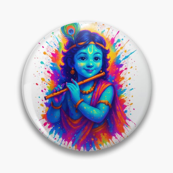 Item preview, Colorful Baby Krishna Art | Divine Flute Playing Bal Gopal designed and sold by ExploreAura Studio.