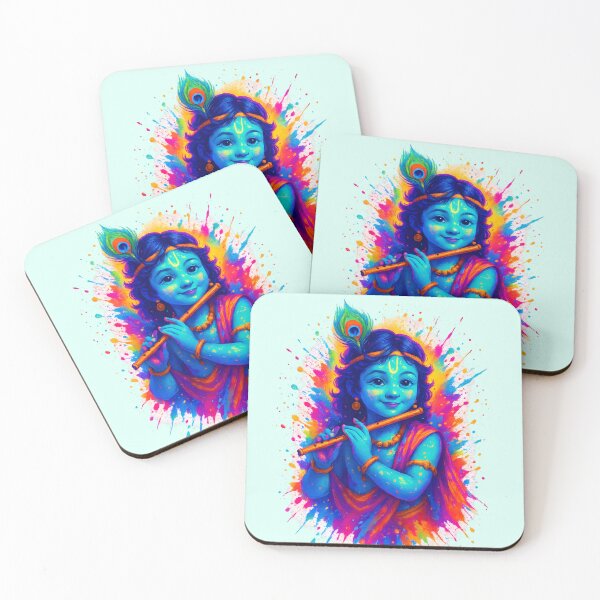 Item preview, Colorful Baby Krishna Art | Divine Flute Playing Bal Gopal designed and sold by ExploreAura Studio.