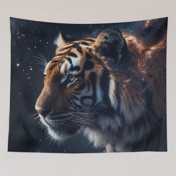 Item preview, Cosmic Tiger – Photorealistic Tiger Merging with Galaxy in High-Resolution Artwork designed and sold by ArtiQreate.