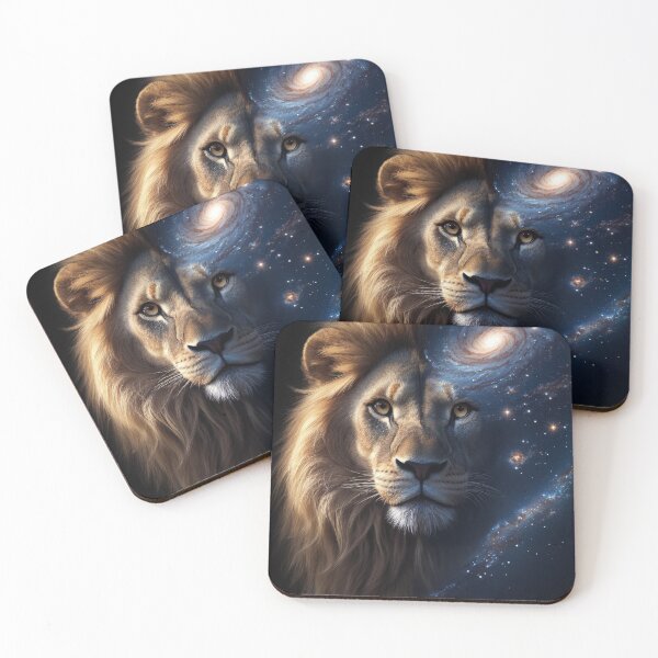 Item preview, Cosmic Lion – Hyper-Realistic Lion Portrait Dissolving into Galaxy and Stars designed and sold by ArtiQreate.