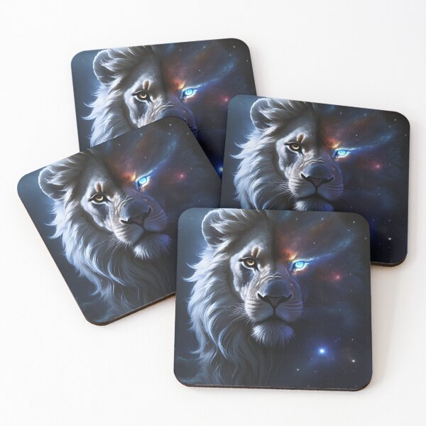 Item preview, Cosmic Lion – Hyper-Realistic Lion Portrait Dissolving into Galaxy and Stars designed and sold by ArtiQreate.