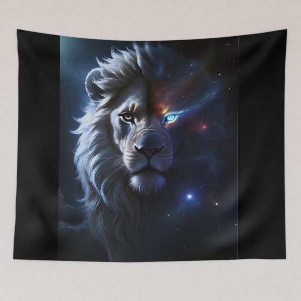 Item preview, Cosmic Lion – Hyper-Realistic Lion Portrait Dissolving into Galaxy and Stars designed and sold by ArtiQreate.