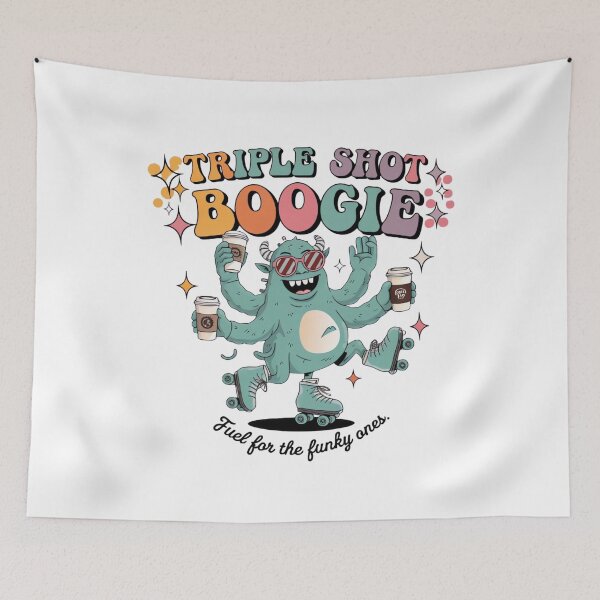 Item preview, Triple Shot Boogie – Funky Coffee Monster Tee designed and sold by ARTReMi.