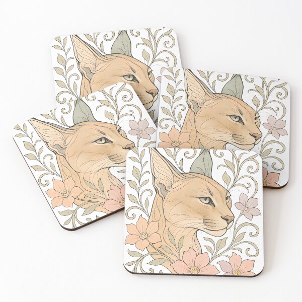 Item preview, Caracal Lynx Surrounded by Elegant Floral Ornament – Boho Wildlife Art designed and sold by Amr Qadi.