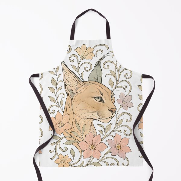 Item preview, Caracal Lynx Surrounded by Elegant Floral Ornament – Boho Wildlife Art designed and sold by Amr Qadi.