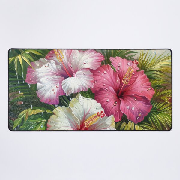 Item preview, Vibrant Tropical Jungle Art – Hibiscus Flowers and Exotic Botanical Leaves designed and sold by MargaretWiktor.