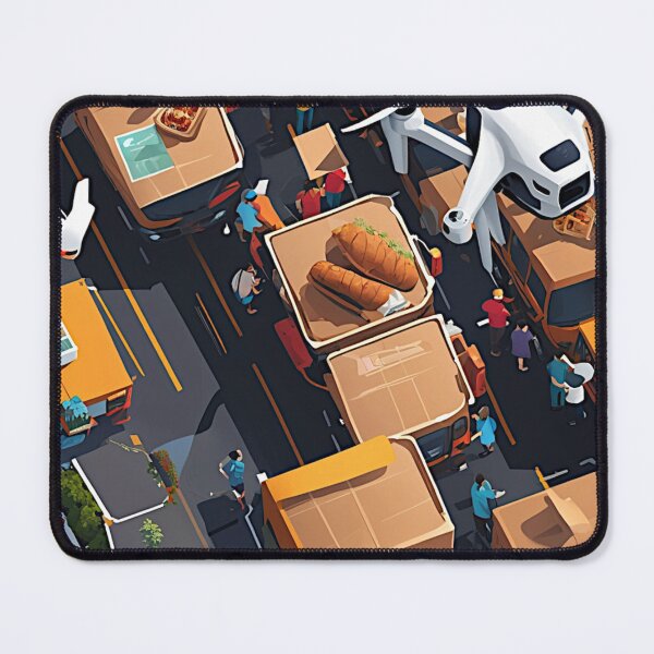 Item preview, Drone Delivery Over Neon Market Street – Futuristic Cityscape designed and sold by LuxuryApparels.