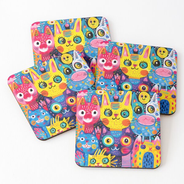 Item preview, Vibrant Neon Cat Faces Digital Art - Colorful Pop Art Cats Collection designed and sold by AnnDesignStudio.
