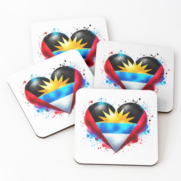 Item preview, Antigua Heart Flag Watercolour Style designed and sold by FlagWardrobe.