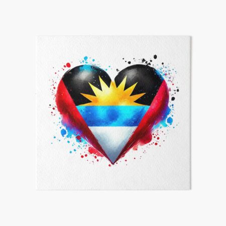 Vista previa del artículo con la obra «Bandera de Antigua en forma de corazón, estilo acuarela», diseñado y vendido por FlagWardrobe.