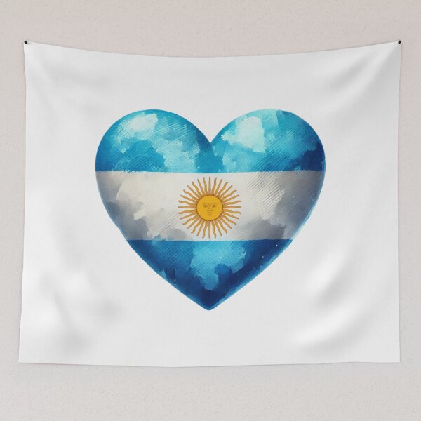 Artikelvorschau, Argentinien Herz Flagge Aquarell Stil entworfen und verkauft von FlagWardrobe.