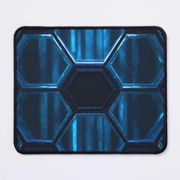 Item preview, Futuristic black hexagons over blue light backgroud designed and sold by WelSol.