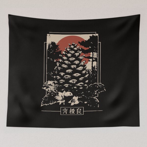 Item preview, Pine Cone Wabi Sabi Japanese Woodblock Print Nature Art designed and sold by TuncGK.