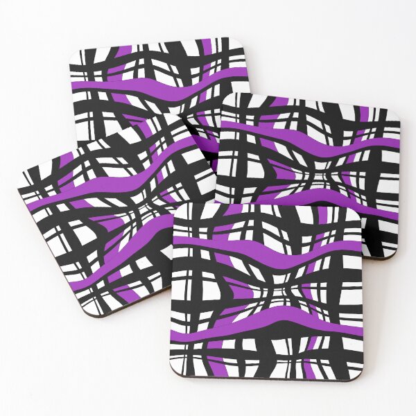 Item preview, Psychedelic Wavy Striped Pattern – Purple, Black & White Abstract Art designed and sold by Caramelo streetwear.
