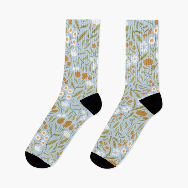 Item preview, Ditsy Wildflowers in Yellow and White on Sky Blue designed and sold by namibear.