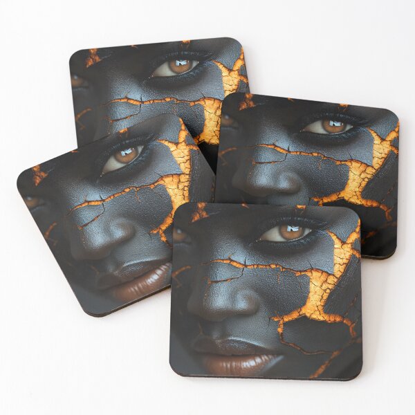 Item preview, Striking Portrait with Cracked Lava Inspired Skin designed and sold by Artessie.
