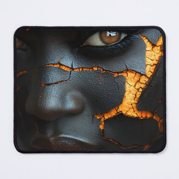 Item preview, Striking Portrait with Cracked Lava Inspired Skin designed and sold by Artessie.