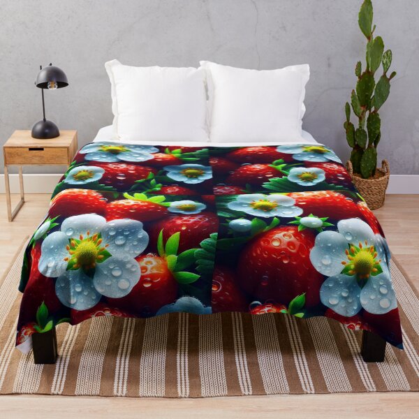 Item preview, Dewy Strawberries and Blossoms – Nature Closeup designed and sold by EmeraldeaArt.