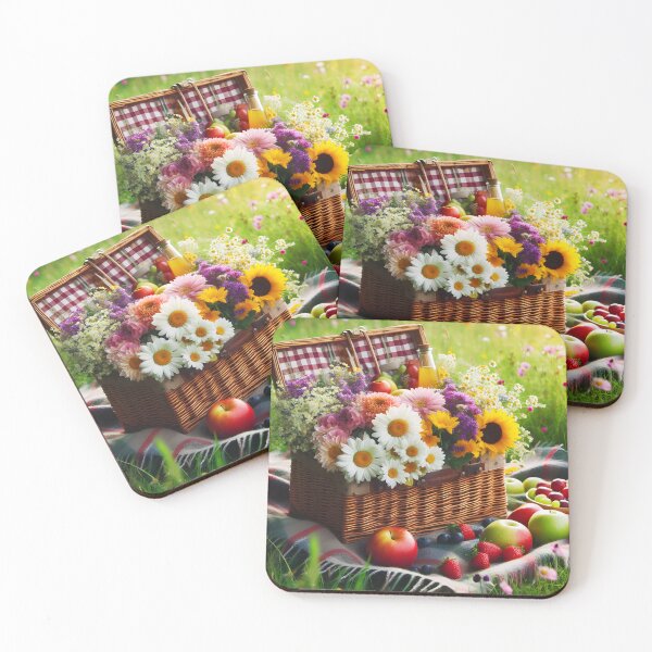 Item preview, Sunny Picnic Aesthetic – Plaid, Basket Fruits in Field designed and sold by EmeraldeaArt.