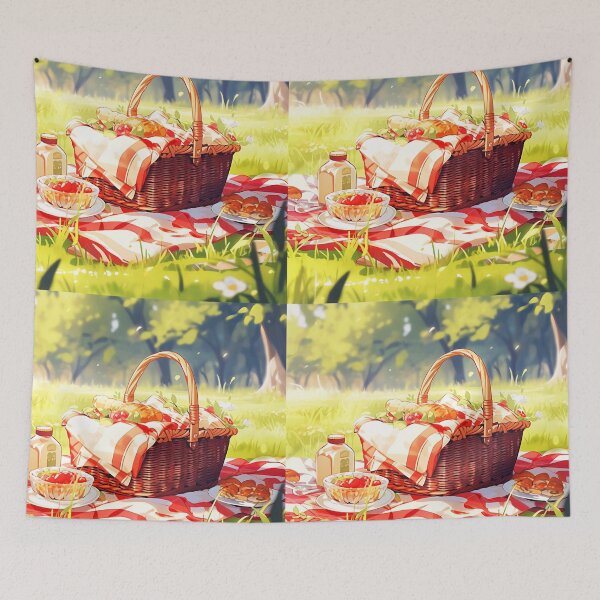Item preview, Anime Picnic Bliss – Basket, Plaid Outdoor Feast designed and sold by EmeraldeaArt.