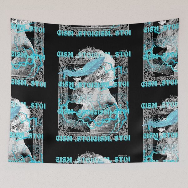 Item preview, STOICISM MARCUS AURELIUS PHILOSOPHER TSHIRT WITH ELECTIC BLUE TURQUOISE LIGHTENING AND WISDOM FETHER designed and sold by deeplistic.