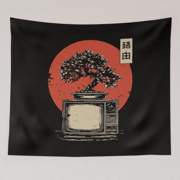 Item preview, Retro Bonsai & TV Fusion – Wabi-Sabi Japanese Surreal Art designed and sold by TuncGK.