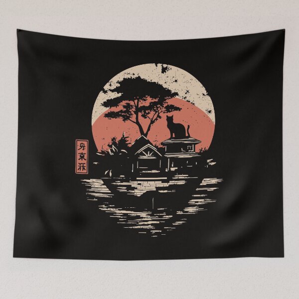 Item preview, Cat on Island at Dusk – Mystical Japanese Minimalism with Wabi-Sabi designed and sold by TuncGK.