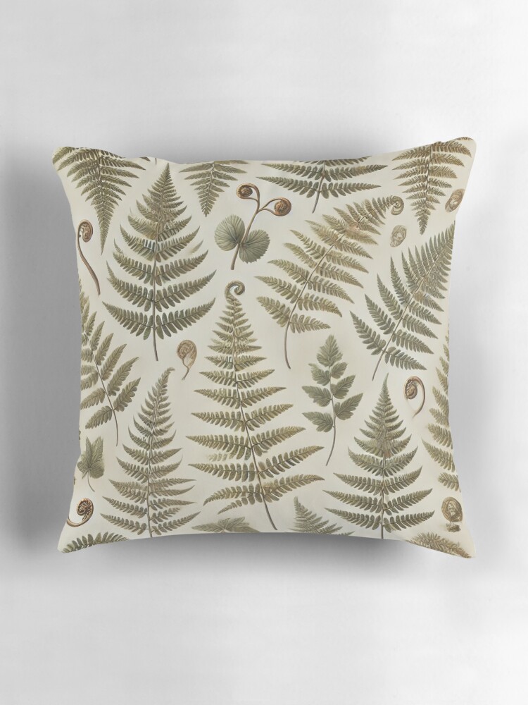 Aperçu 3 sur 4. Coussin avec l'œuvre Motif de fougère nord-américaine sans couture créée et vendue par lingang.