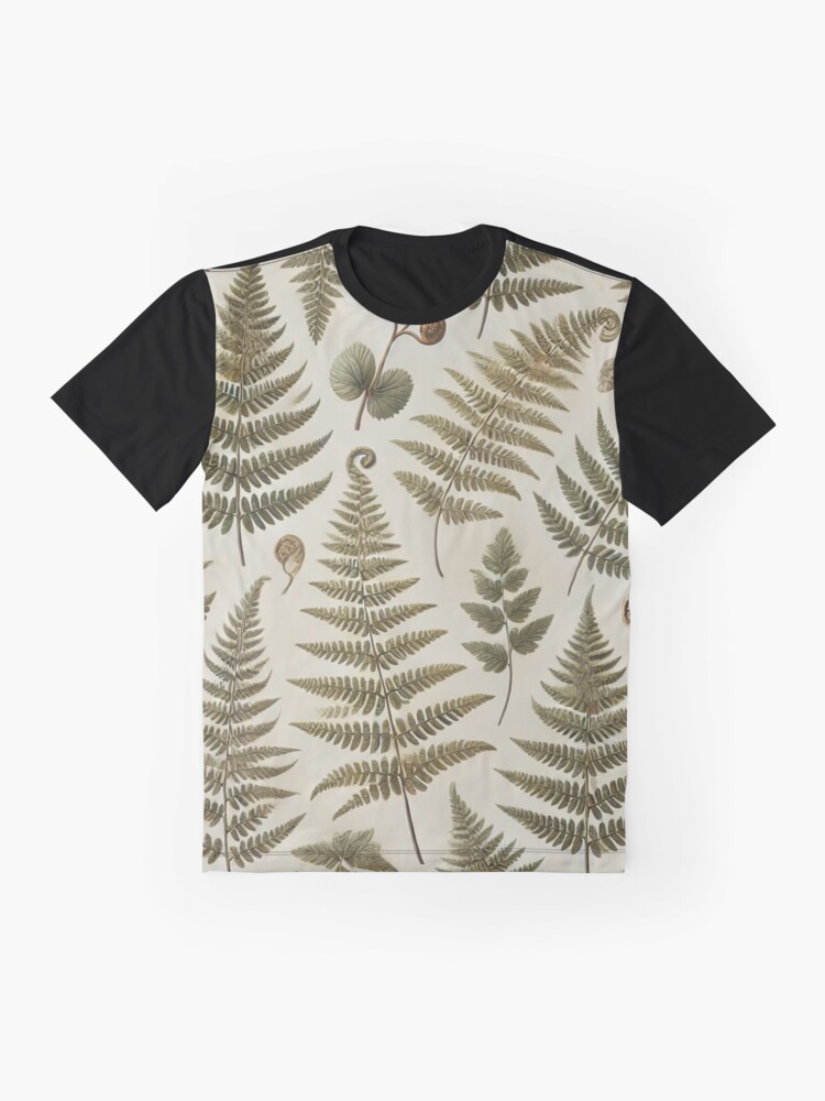Aperçu 4 sur 5. T-shirt graphique avec l'œuvre Motif de fougère nord-américaine sans couture créée et vendue par lingang.