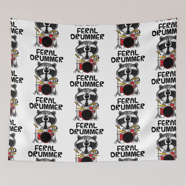 Item preview, Feral Drummer, Raccoon Drums Drum Teacher Musician Funny designed and sold by doodlerob.