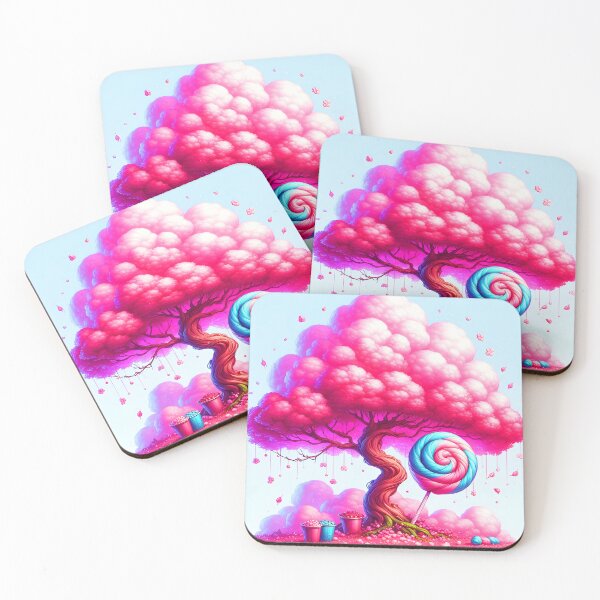 Item preview, Lollipop Under the Cotton Candy Tree – Fantasy Dessert Art designed and sold by EmeraldeaArt.