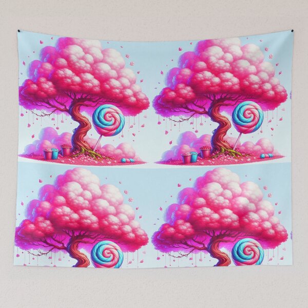 Item preview, Lollipop Under the Cotton Candy Tree – Fantasy Dessert Art designed and sold by EmeraldeaArt.