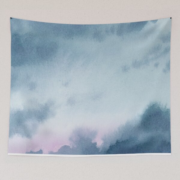 Item preview, Soft blue sunset watercolor painting designed and sold by Ellen Wilberg.