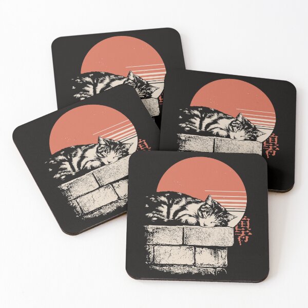 Item preview, Sleeping Cat on Wall – Wabi-Sabi Tranquility in Japanese Grunge Style designed and sold by TuncGK.