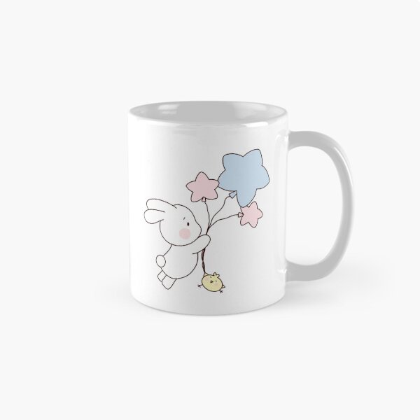 Item preview, White Bunny Flying with Balloons Cute Kawaii Animal Illustration designed and sold by Blueprint&co.