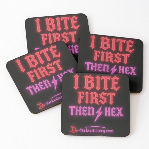Item preview, I bite First, Then I Hex (Neon Witch Attitude) designed and sold by Dark Witchery.